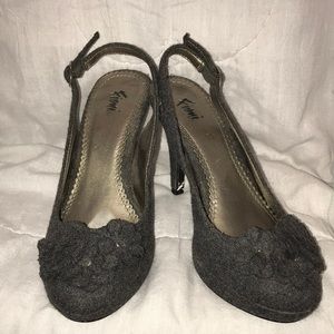 Grey wool sling back pumps!